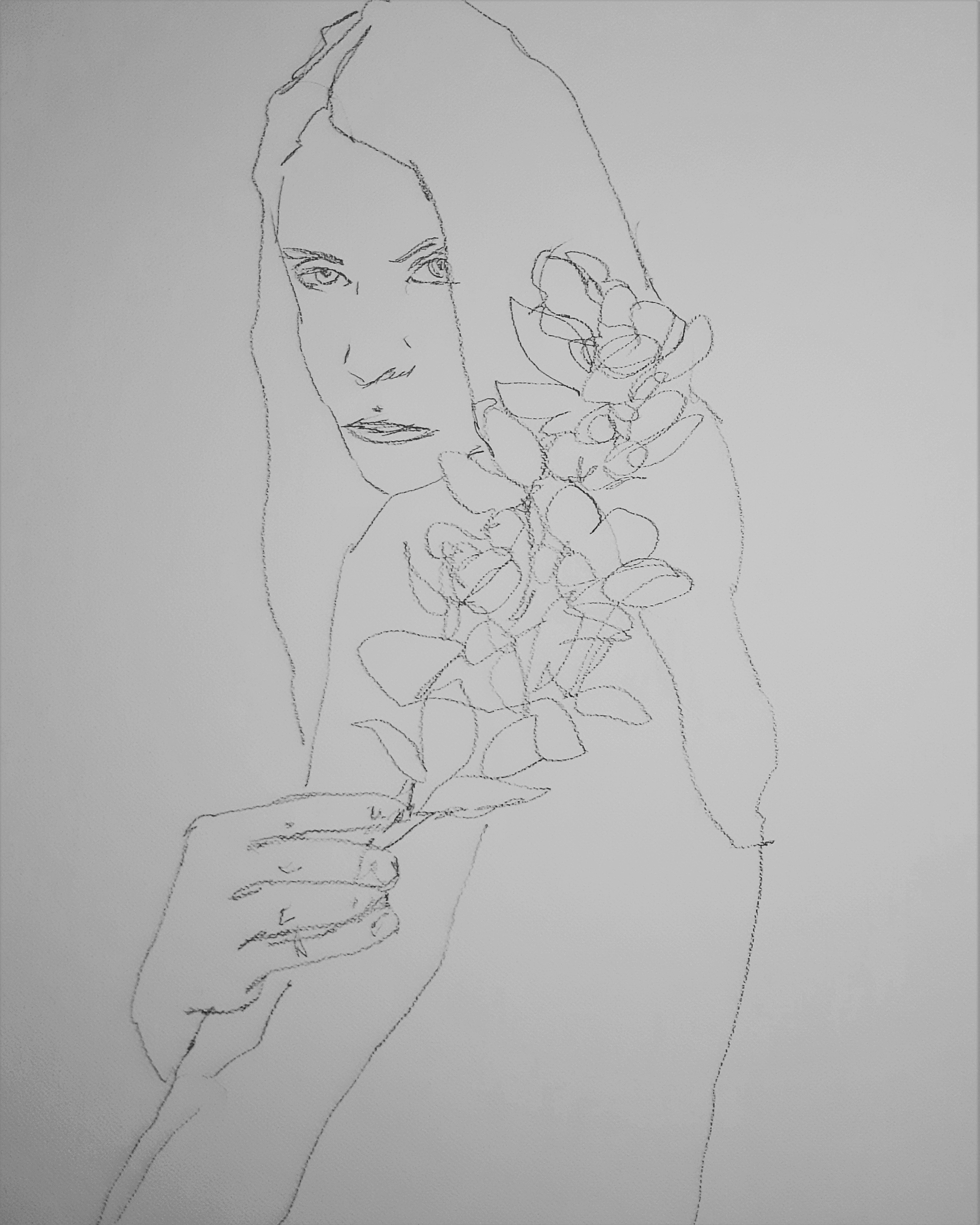 Woman with orchids  - Artwork