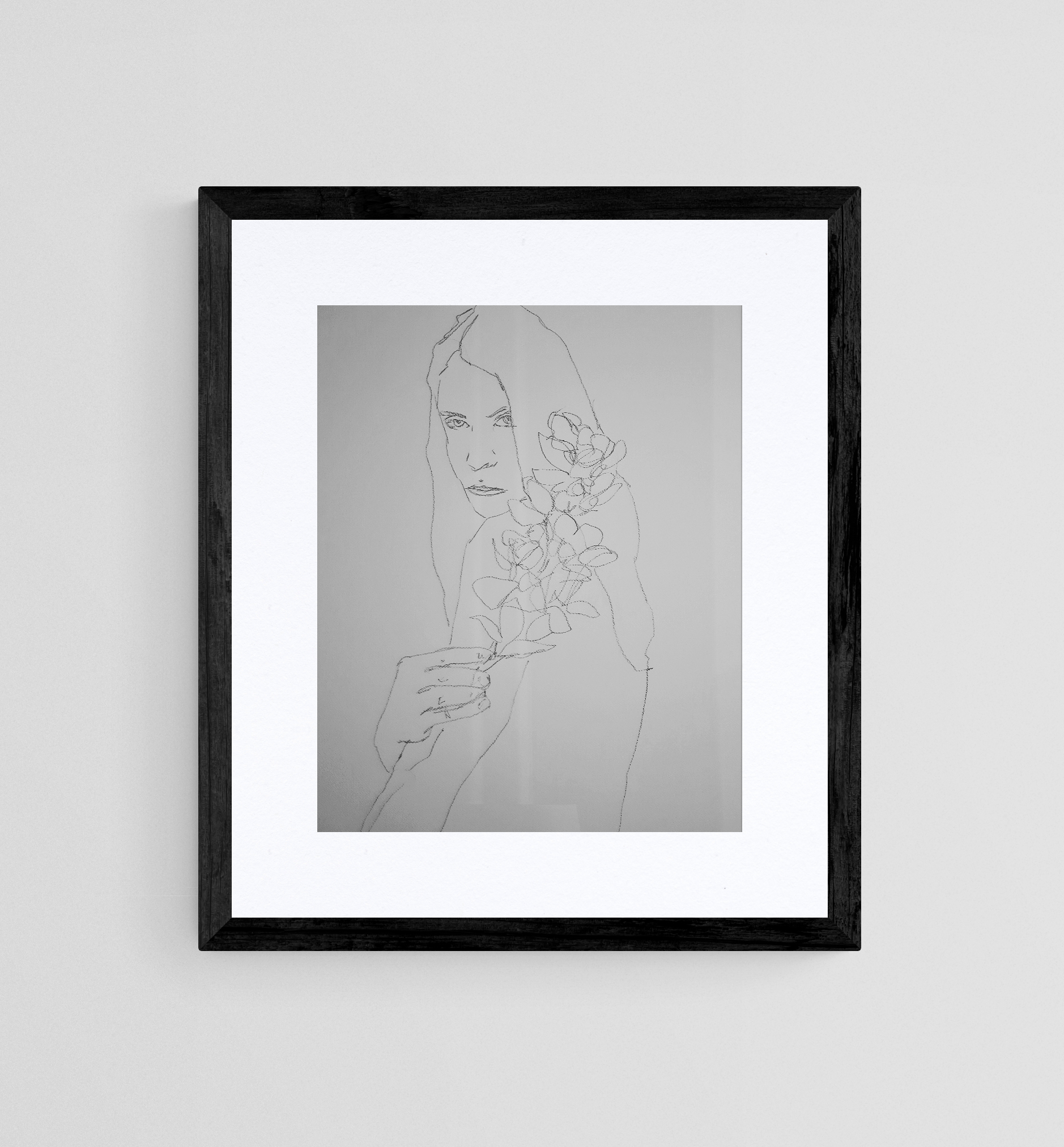 Woman with orchids  - Artwork