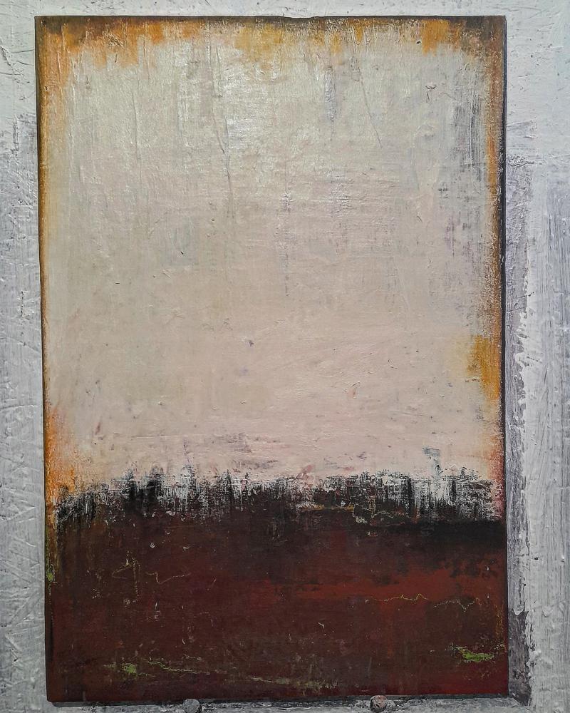 "Red, hot white color field" - Artwork