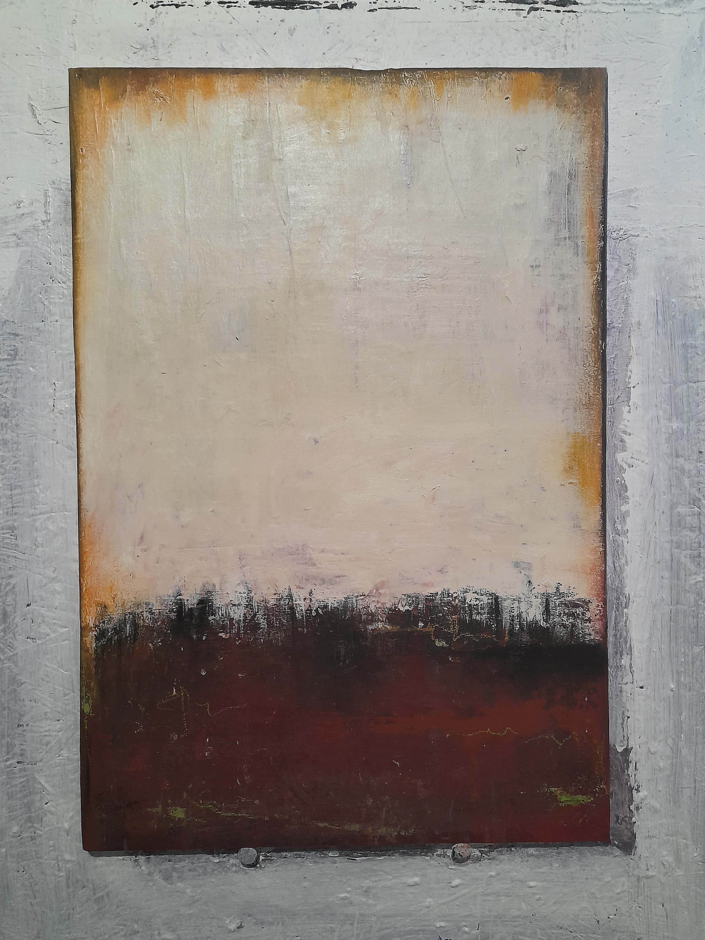 "Red, hot white color field" - Artwork