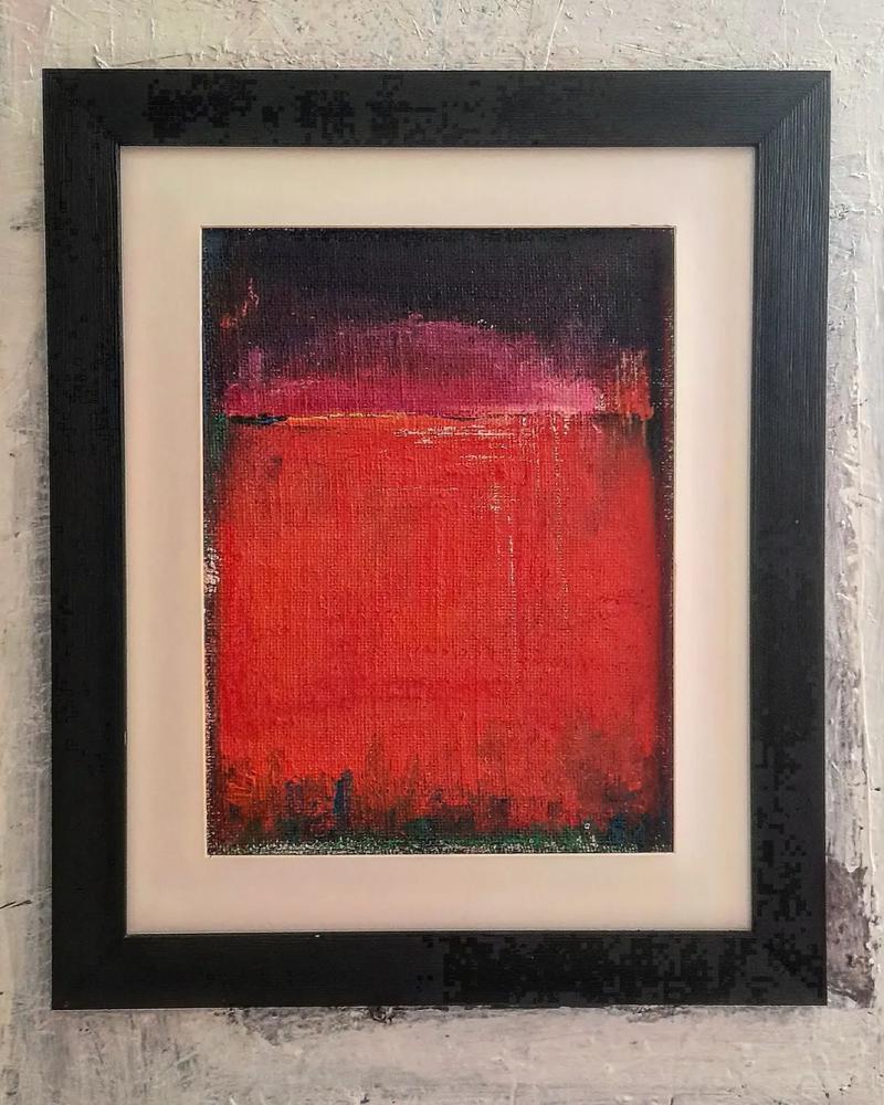 "Red color field up dark floor" - Artwork