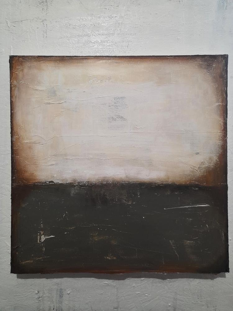 "Olive, hot white color field" - Artwork