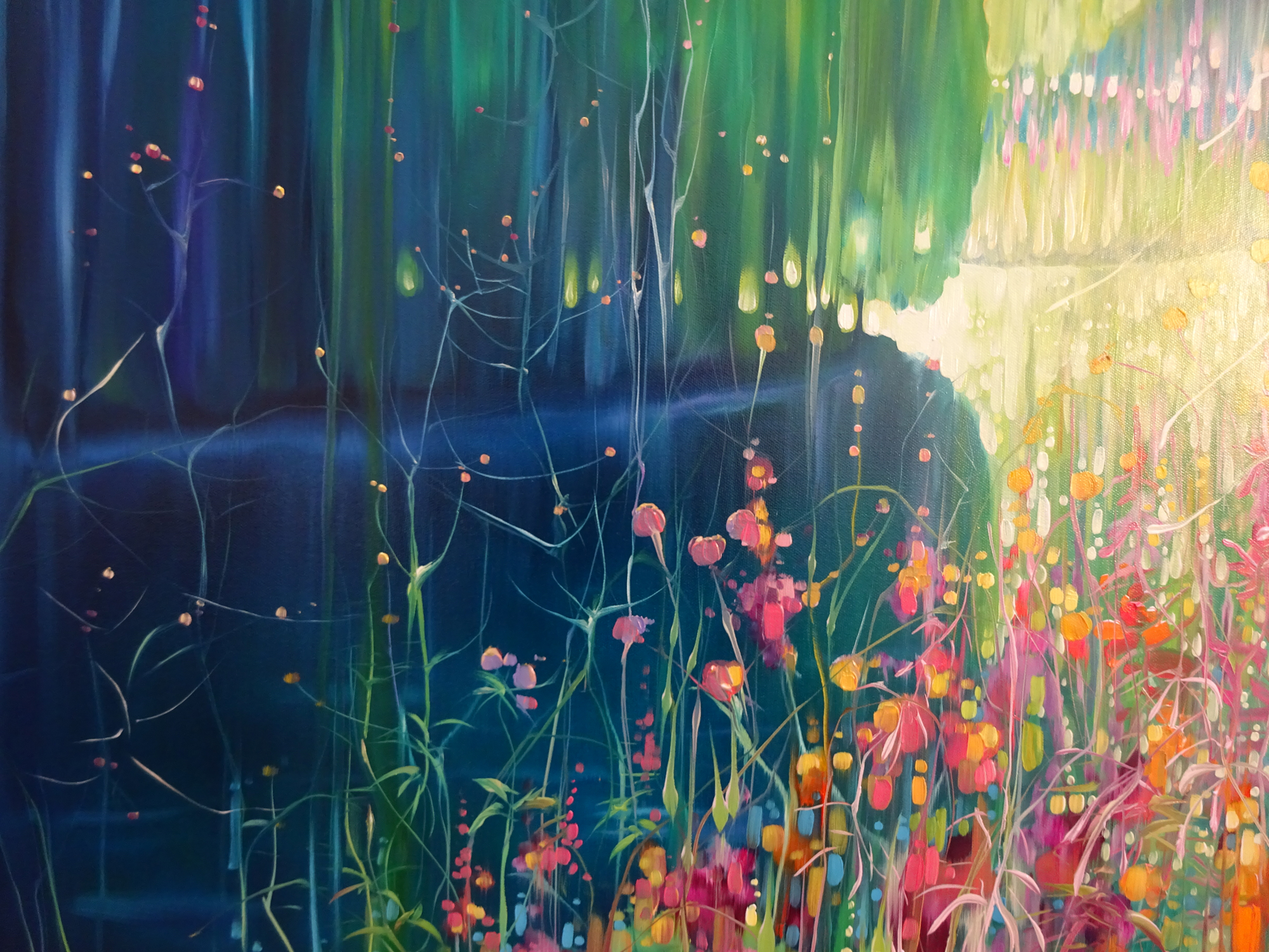 A Kind of Magic a large oil painting of a river landscape with kingfisher - Artwork