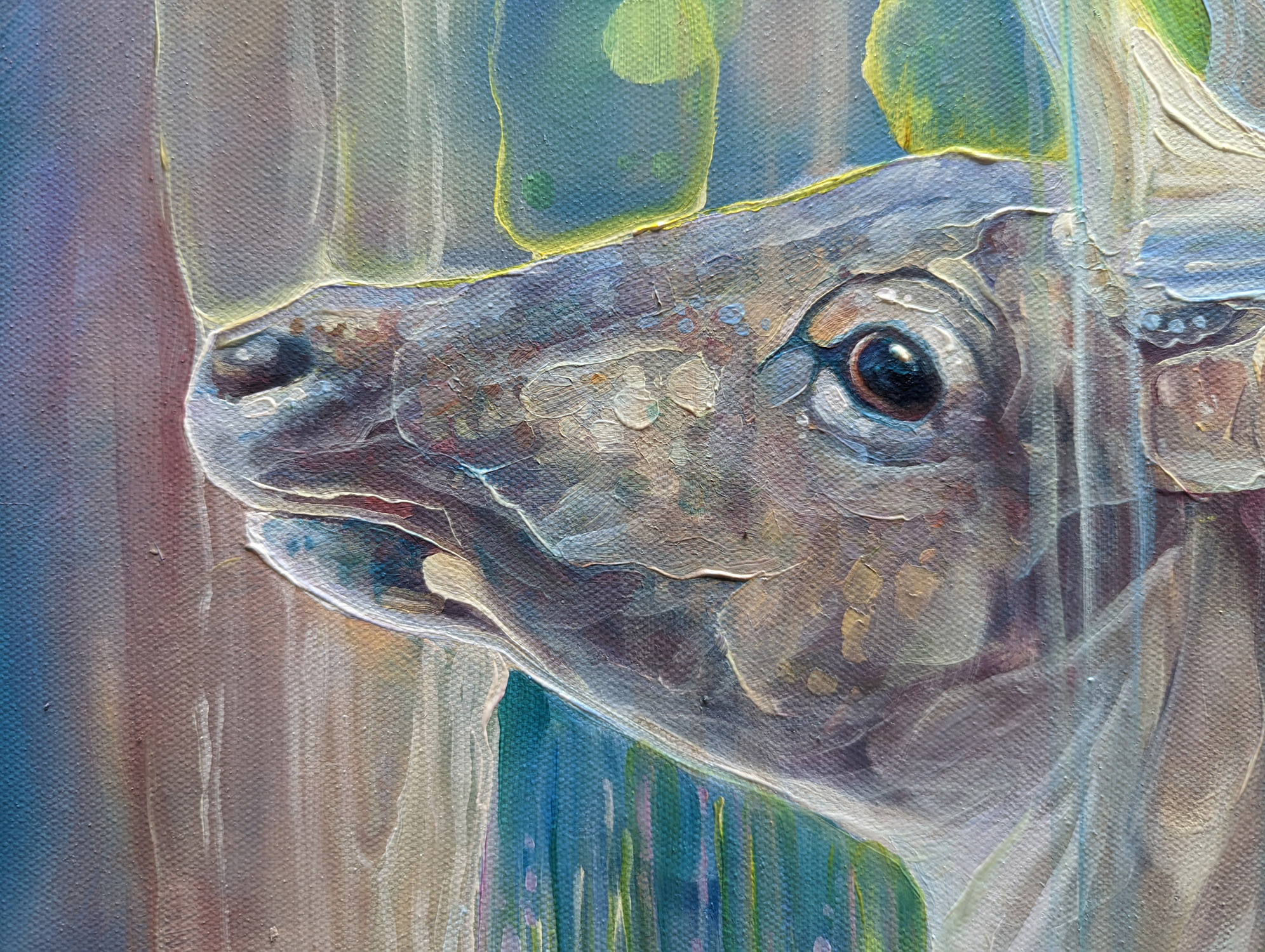 Divine Monarchs is a large semi-abstract wildlife painting of two deer - Artwork