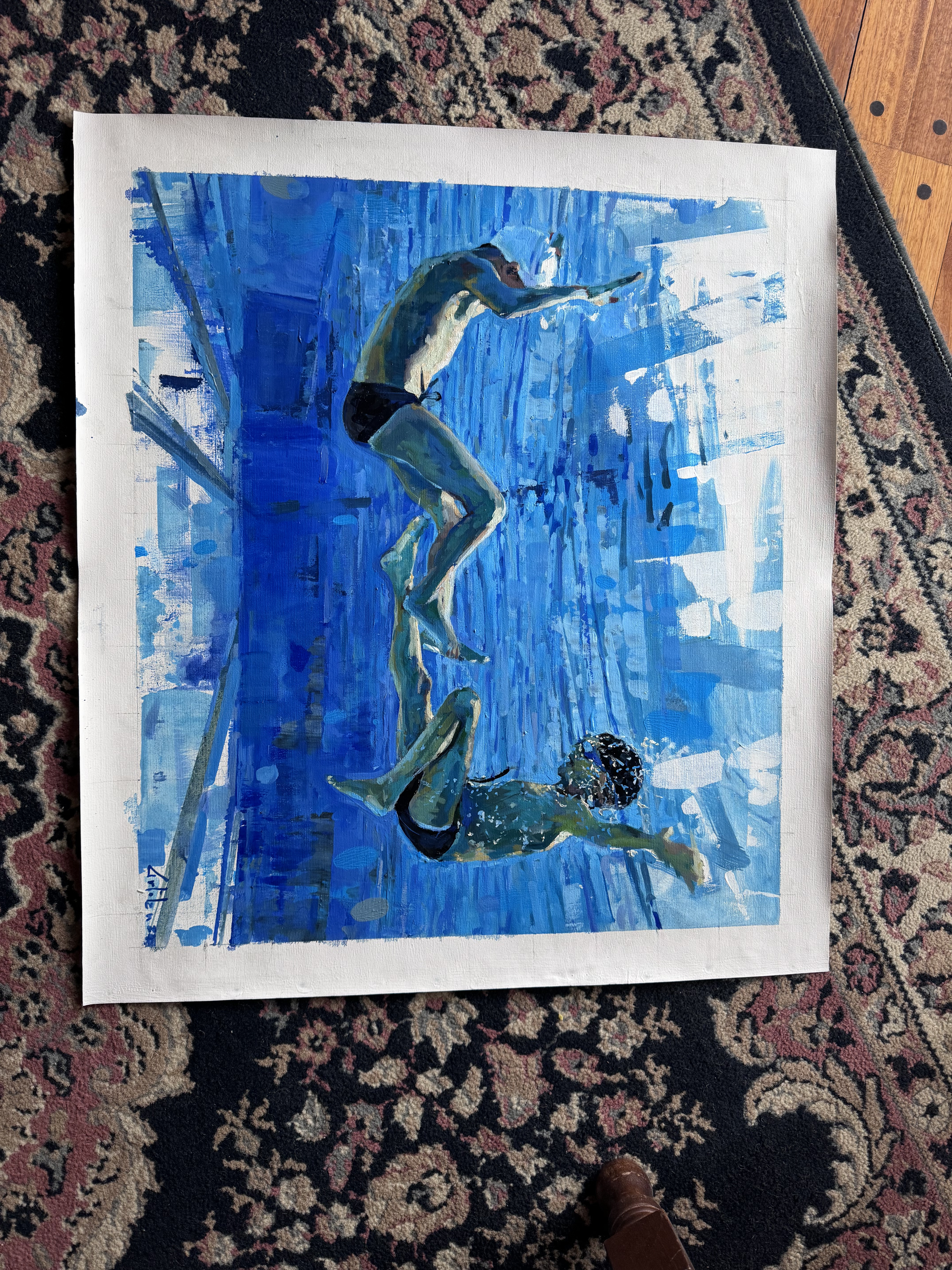 Two friends in the swimming pool - Artwork