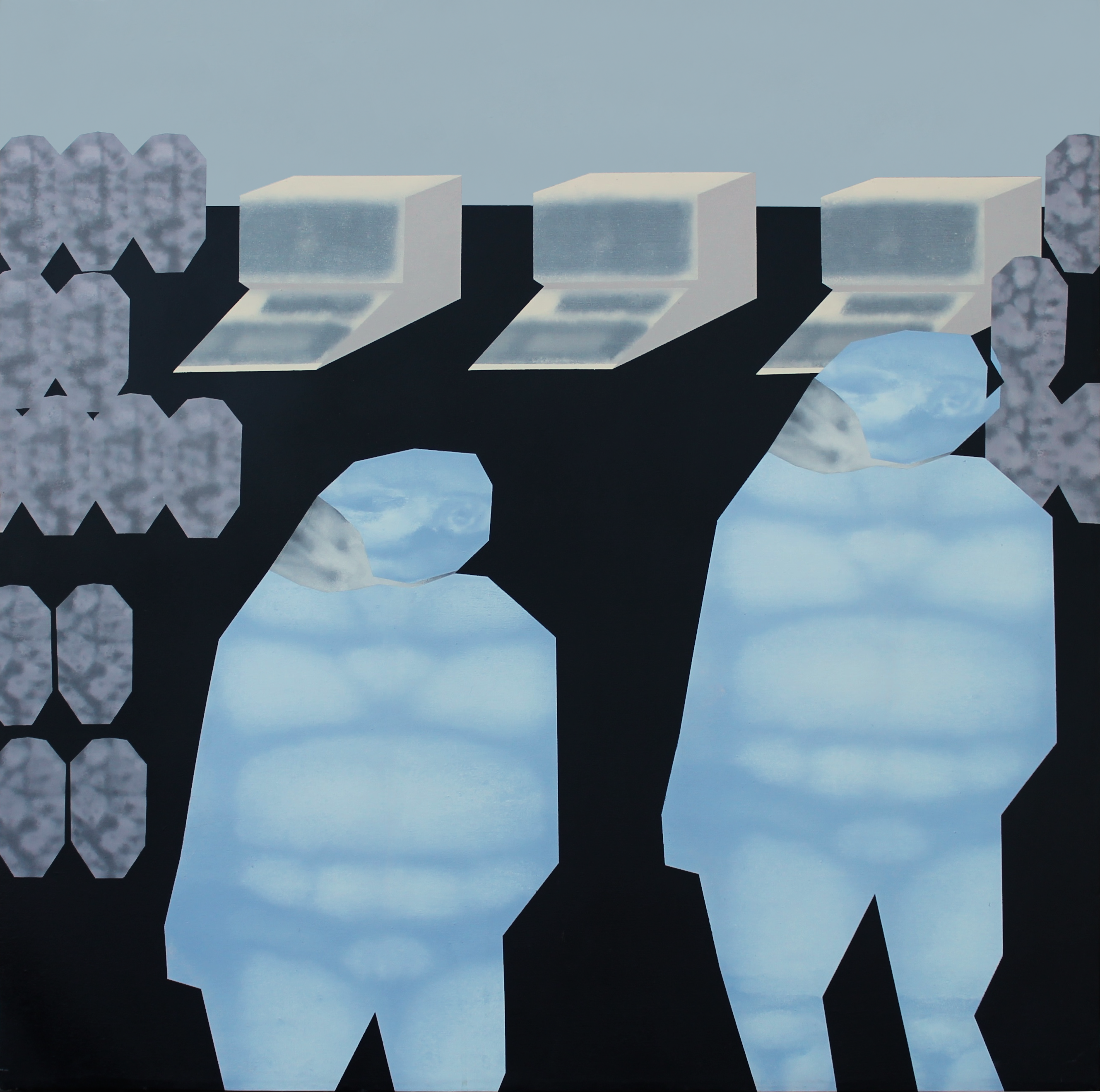 Two figures in a simulation of a landscape  - Artwork