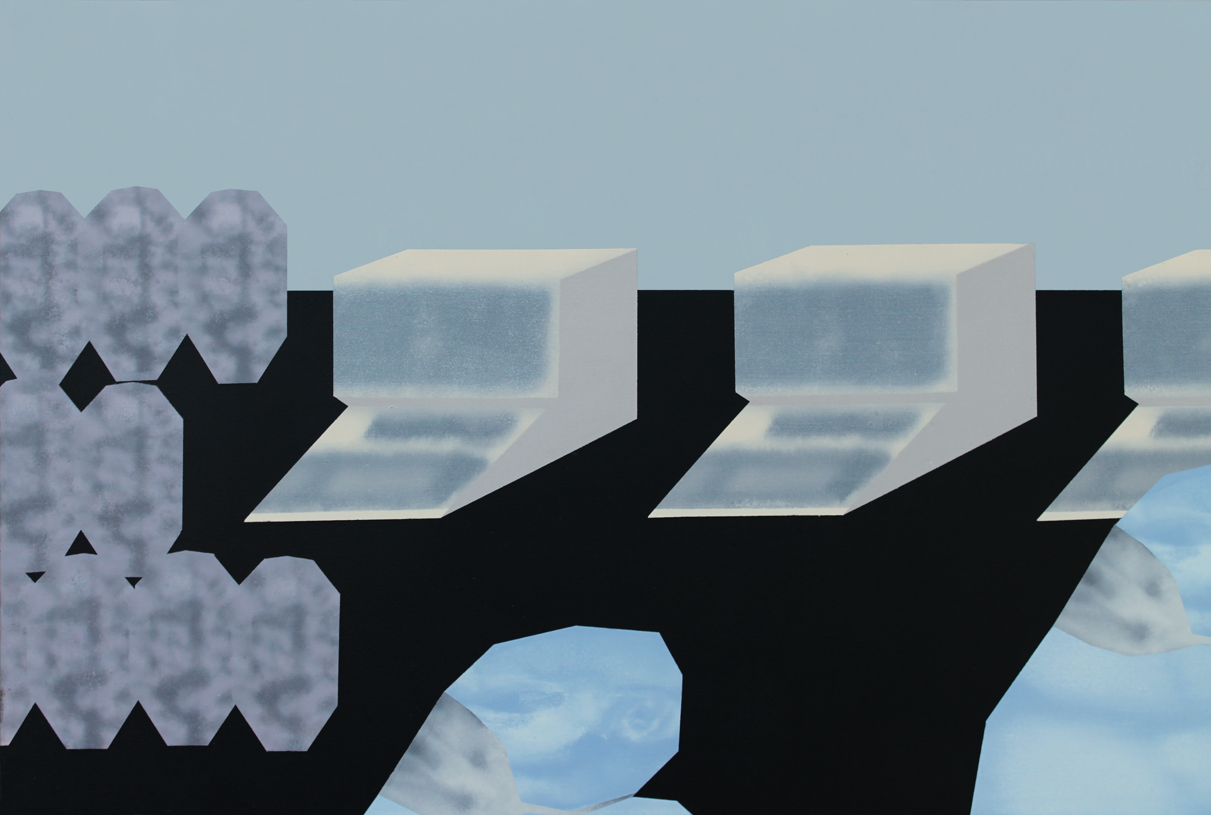 Two figures in a simulation of a landscape  - Artwork