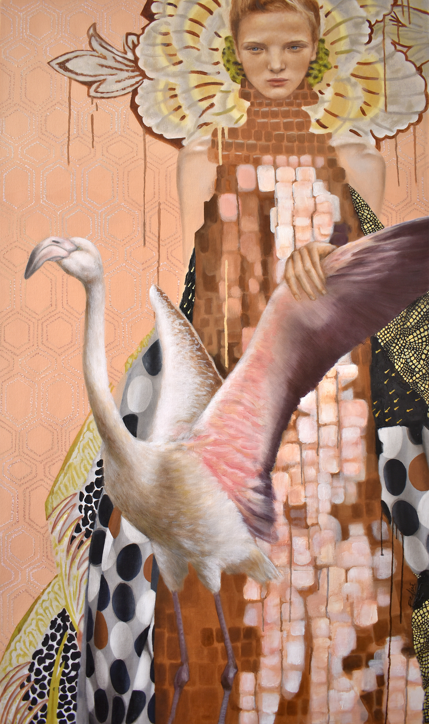 The Chilean Flamingo -Phoenicopterus chilensis- Guardian Keeper - Artwork